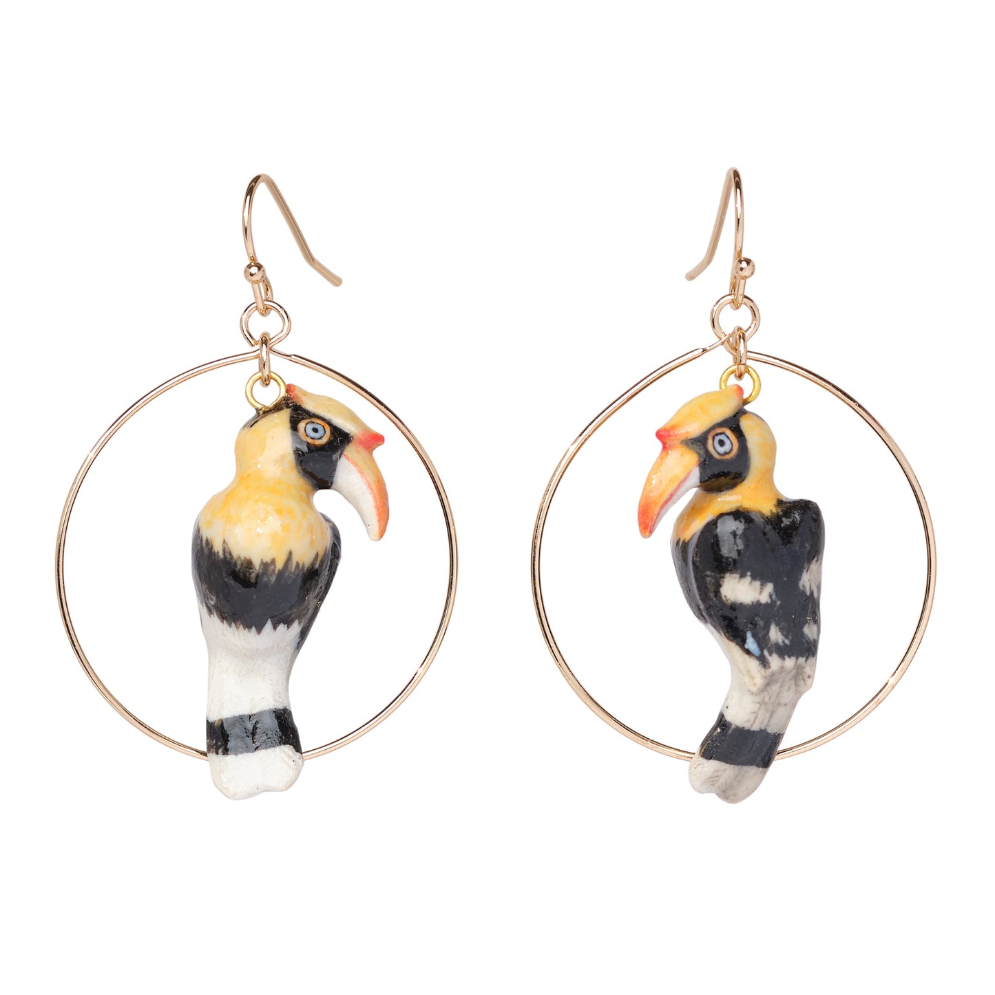 Hornbill Round Drop Earrings