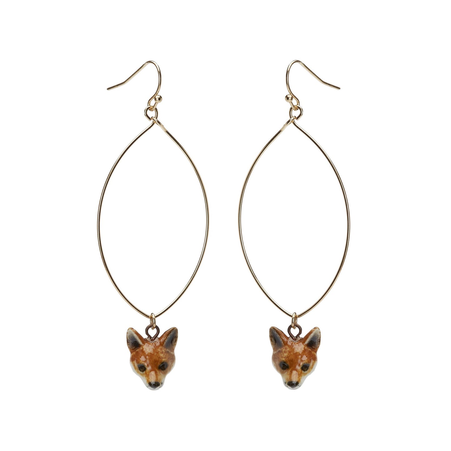 Boucles d'oreilles ovales en forme de renard