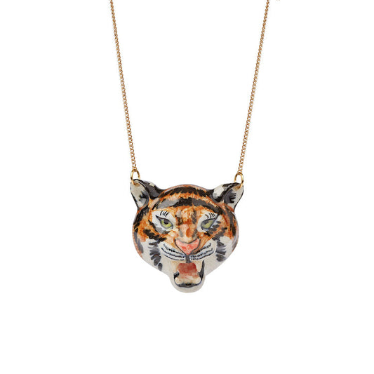 Collier tête de tigre rugissant