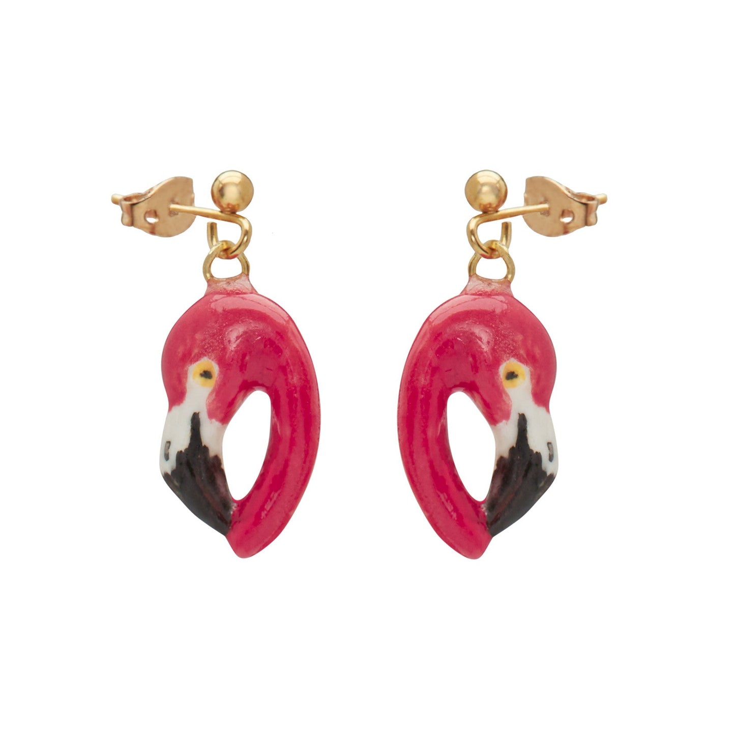 Boucles d'oreilles pendantes tête de flamant rose