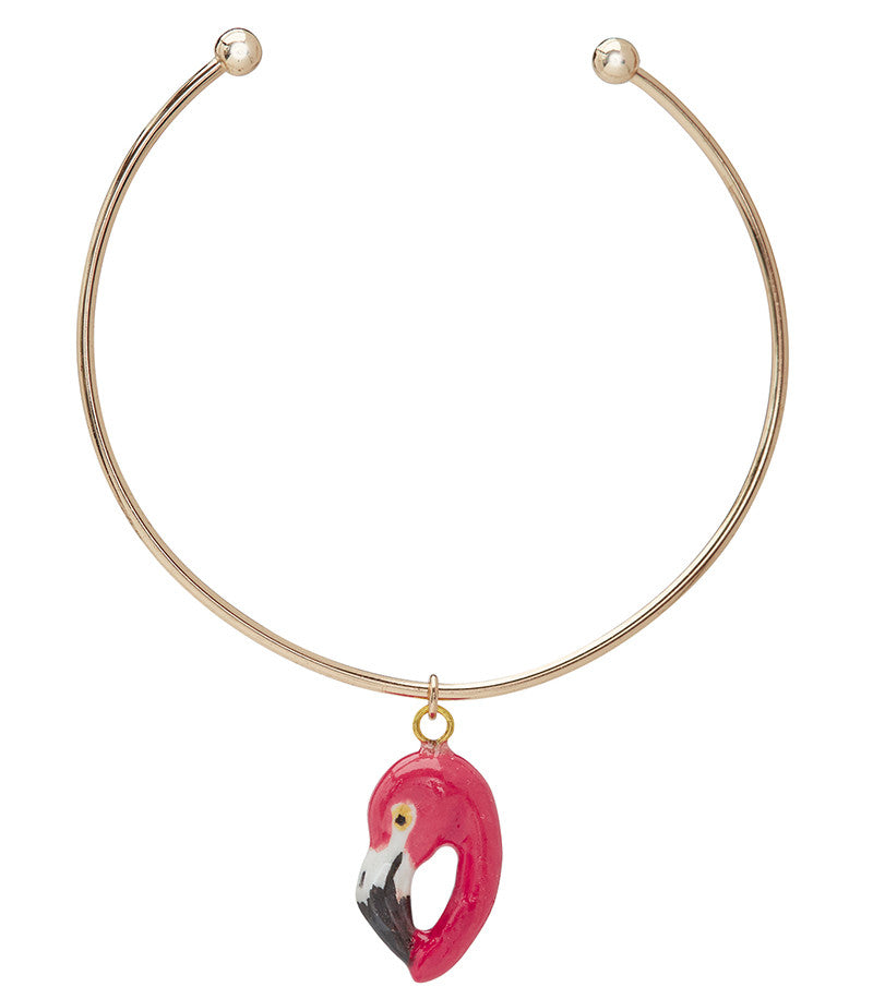 Bracelet à breloque tête de flamant rose