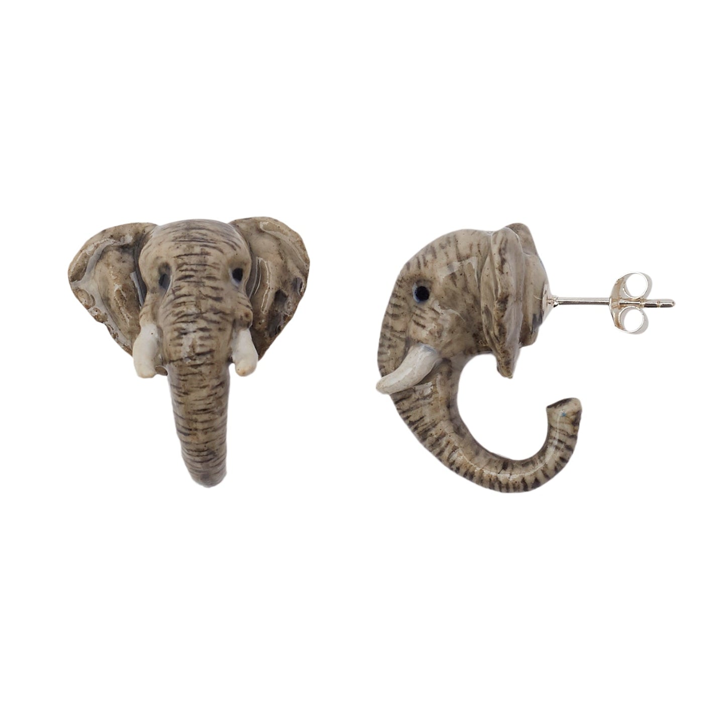 Boucles d'oreilles à tige tête d'éléphant