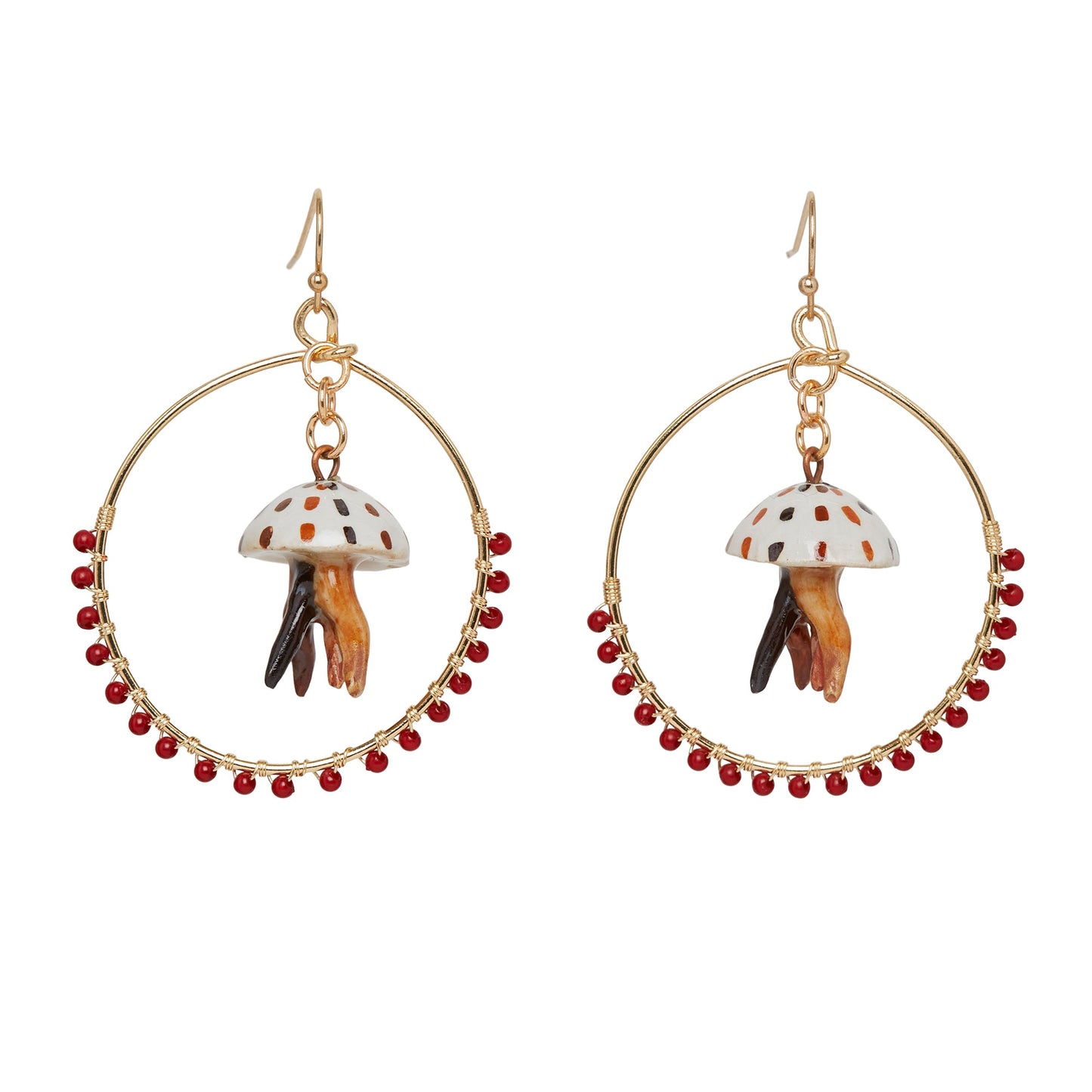 Boucles d'oreilles pendantes à perles en forme de méduse rouge