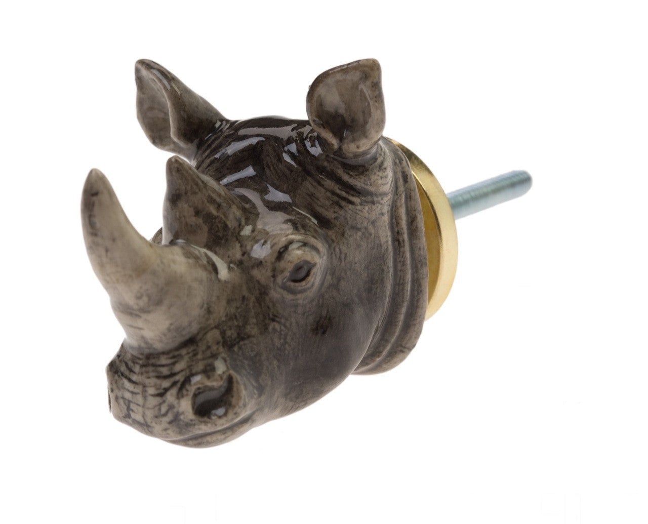 Poignée de porte tête de rhinocéros gris