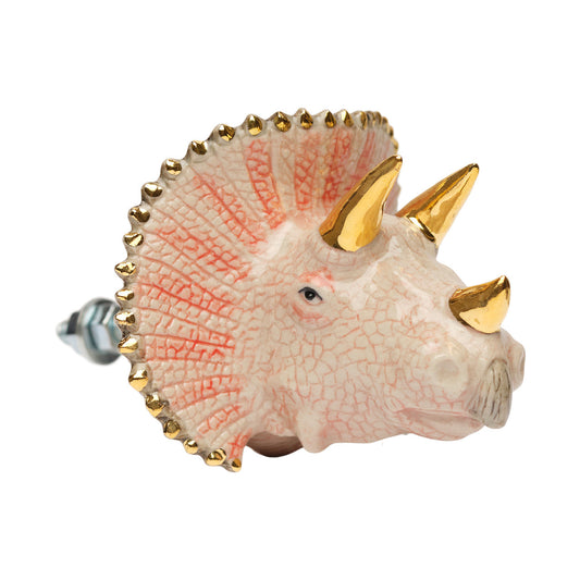 Poignée de porte Triceratops pêche et or