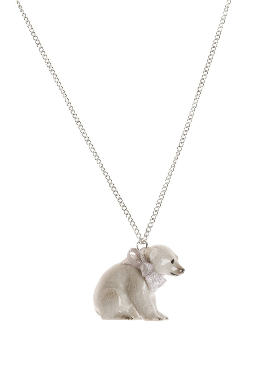 Collier ours polaire assis avec nœud