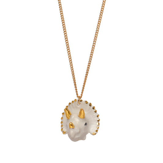 Grand collier Triceratops blanc et or