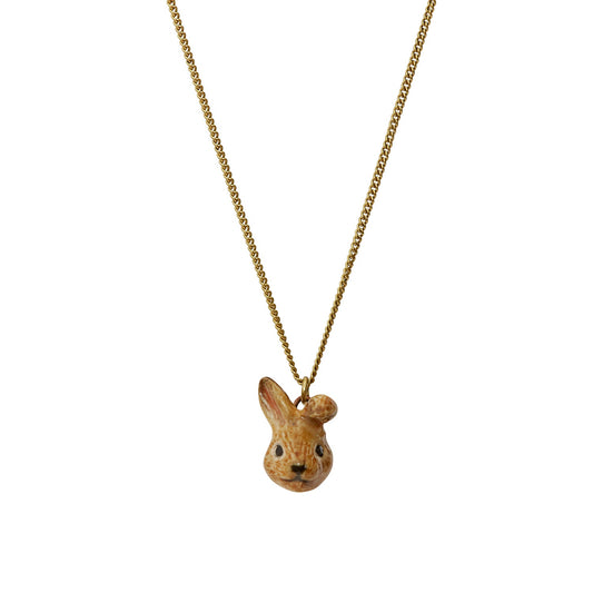 Cute Brown Bunny Head Necklace