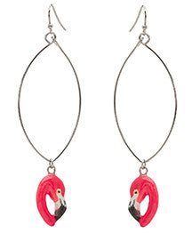 Boucles d'oreilles ovales à tête de flamant rose