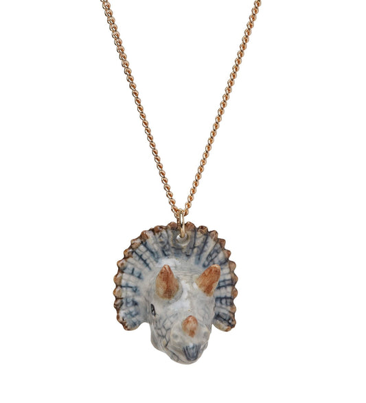 Grand collier Triceratops bleu pâle