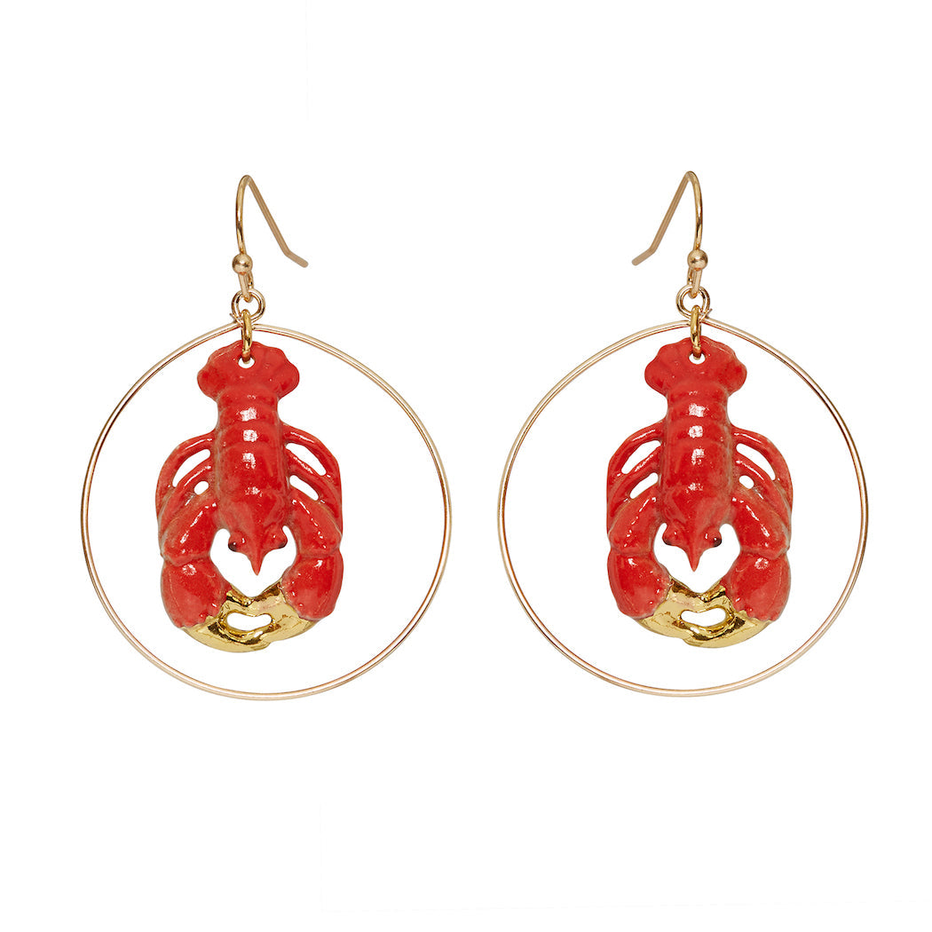 Petites boucles d'oreilles rondes en forme de homard