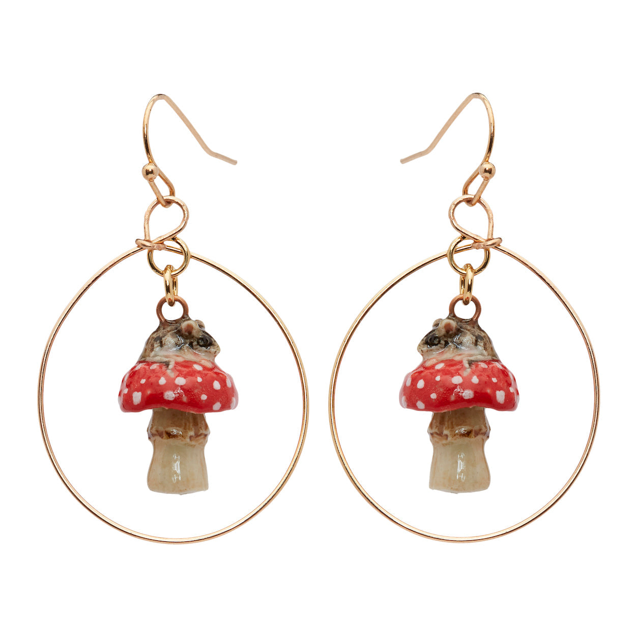 Boucles d'oreilles créoles rondes Mouse on Toadstool