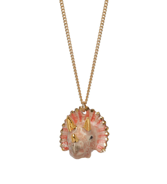 Petit collier Triceratops pêche et or