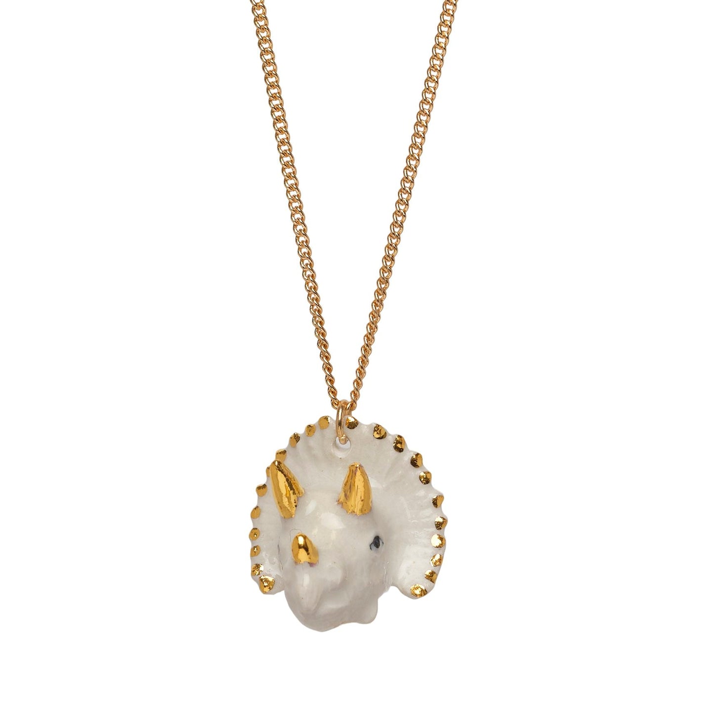 Petit collier Triceratops blanc et doré