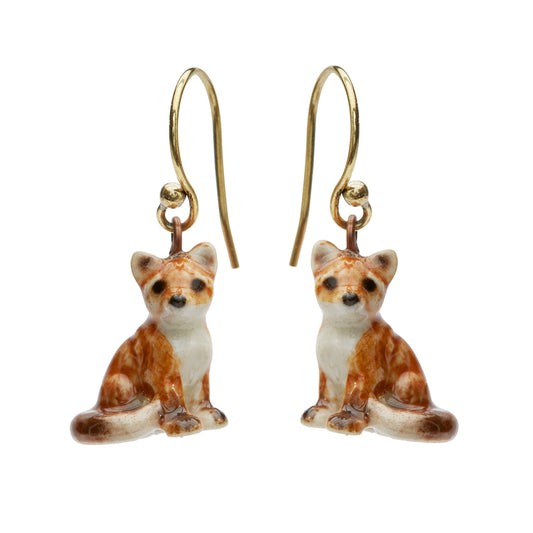 Boucles d'oreilles pendantes renard assis